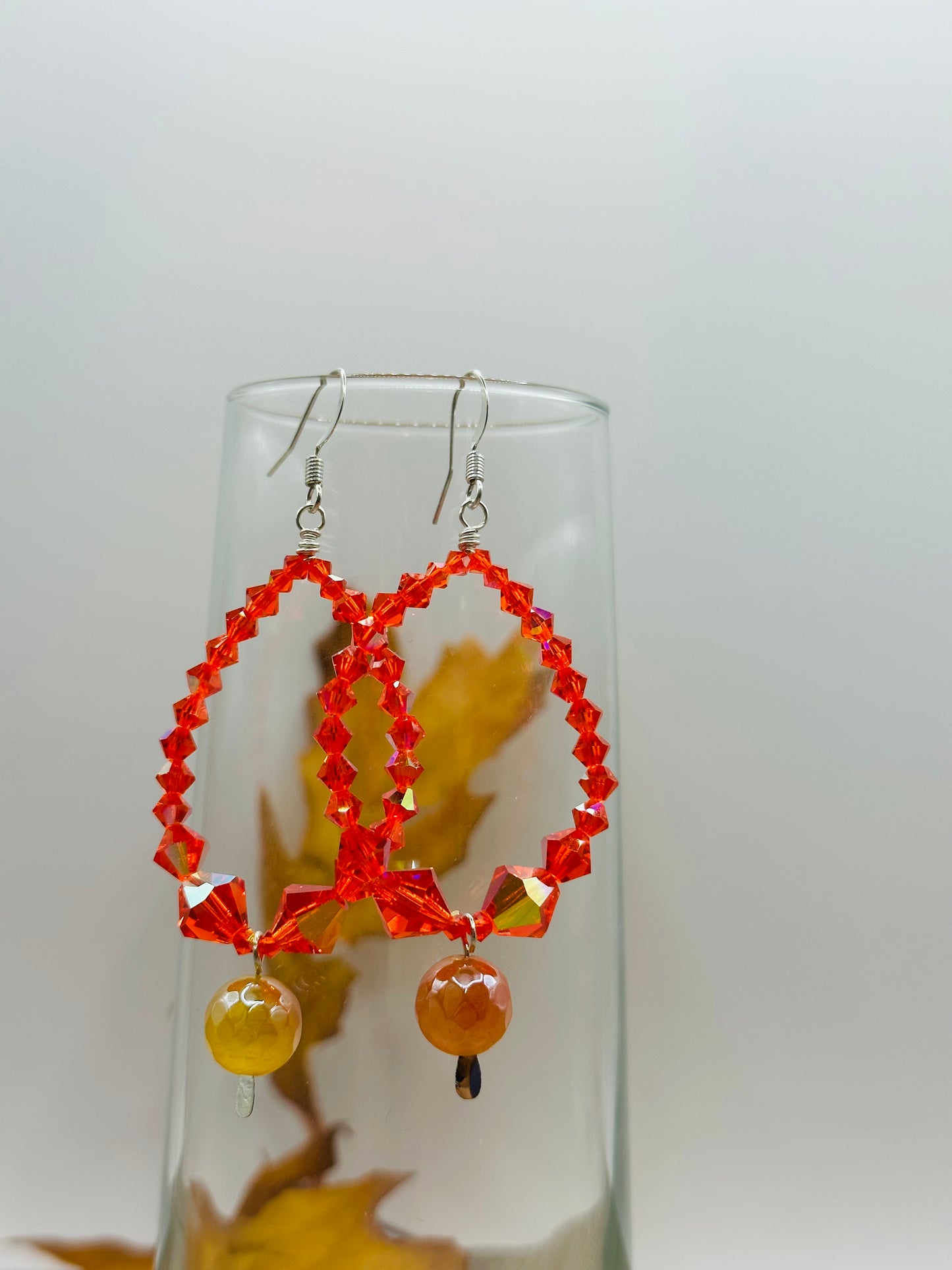 Orange Bi-cone Earrings E-128