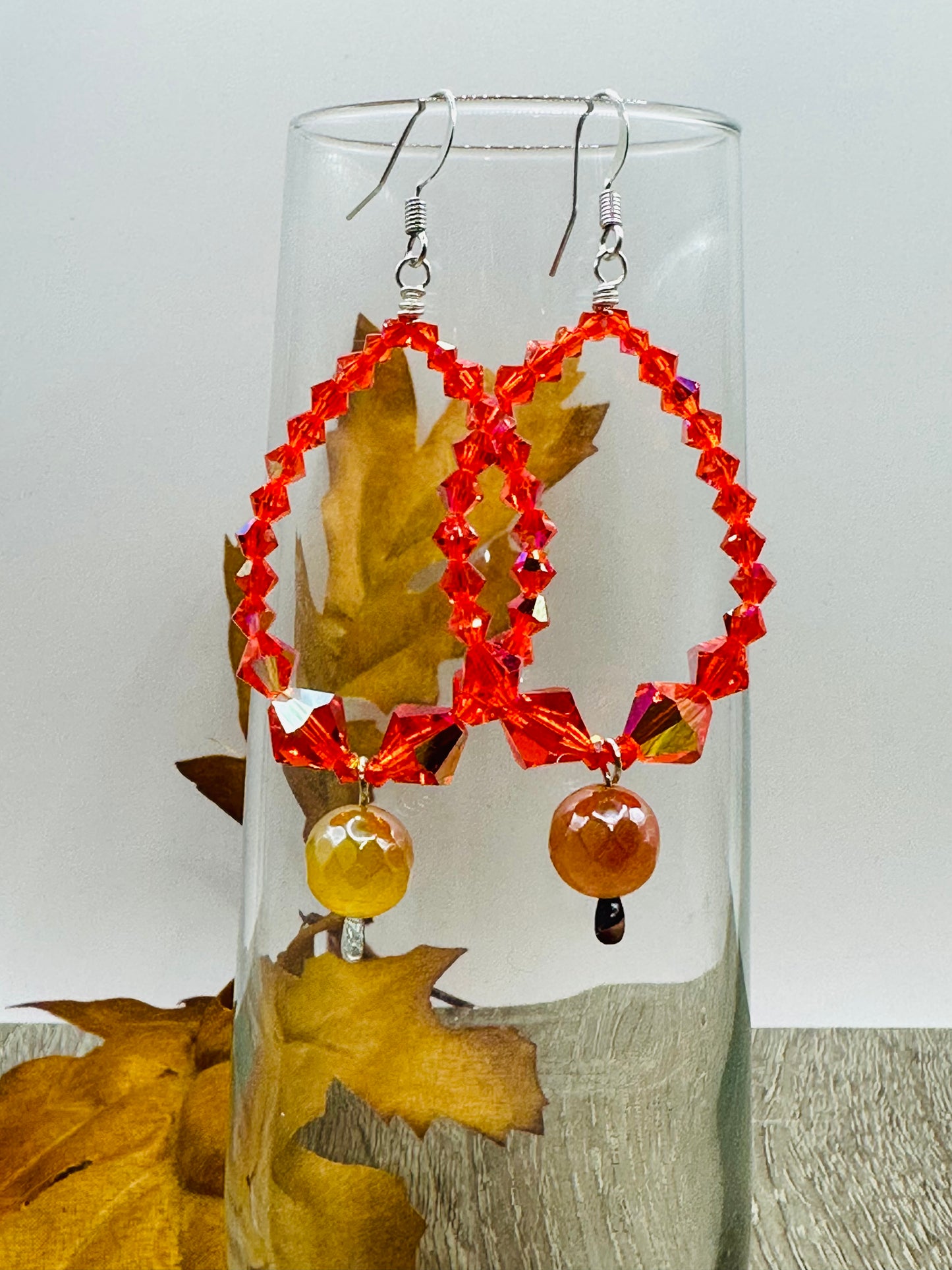 Orange Bi-cone Earrings E-128