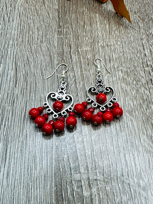 Red Coral Earrings E-103