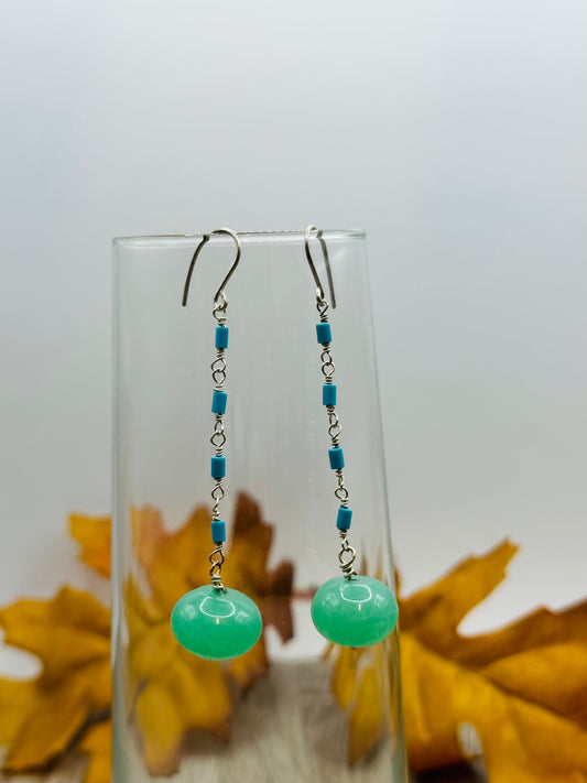 Jade and turquoise  Earrings E-114