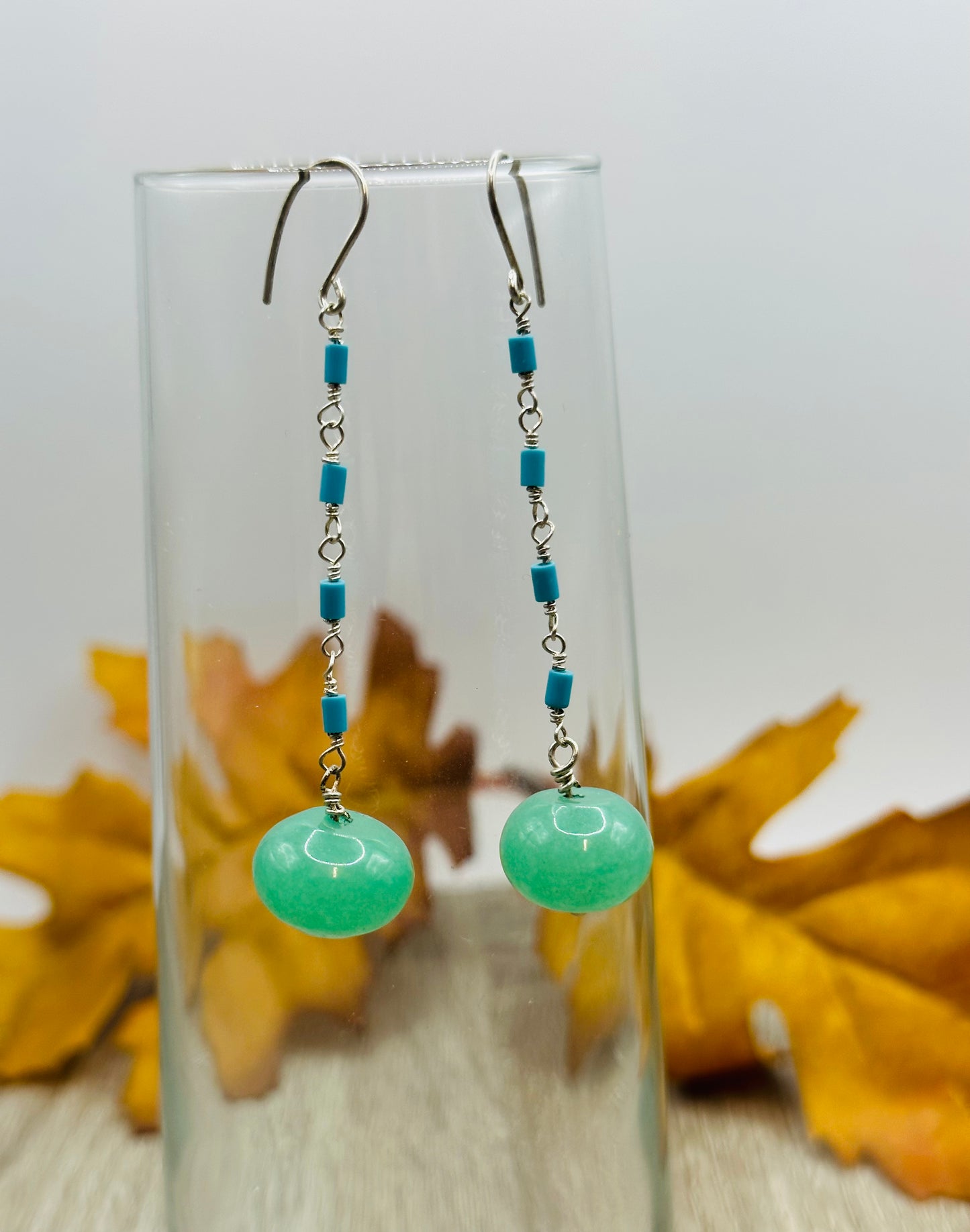 Jade and turquoise  Earrings E-114