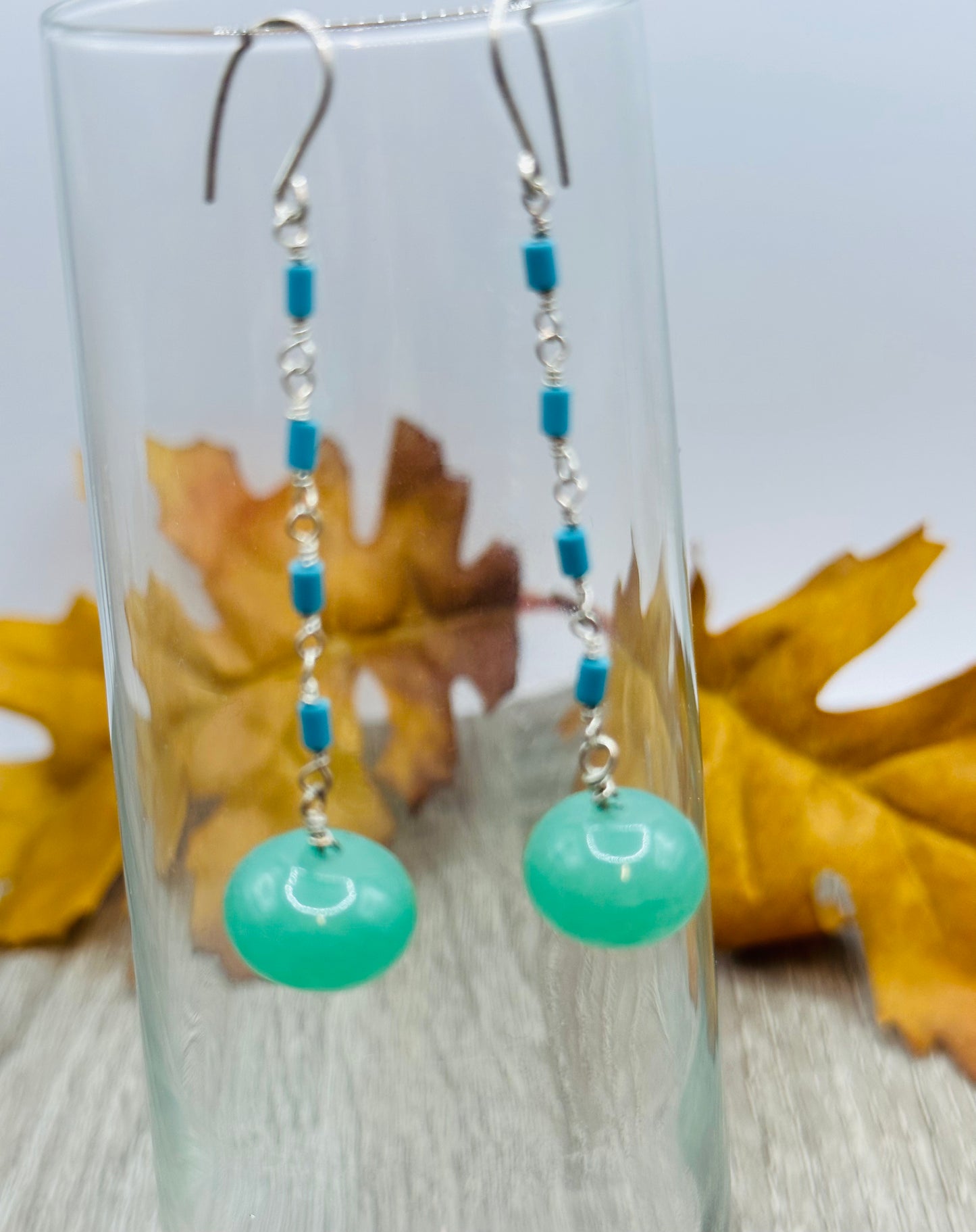 Jade and turquoise  Earrings E-114