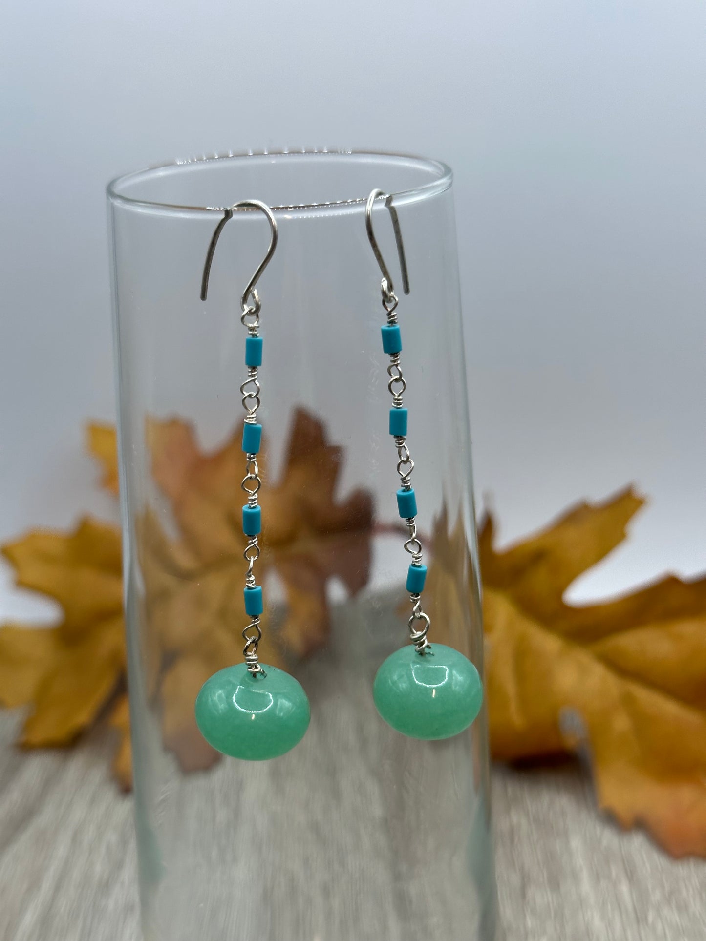 Jade and turquoise  Earrings E-114