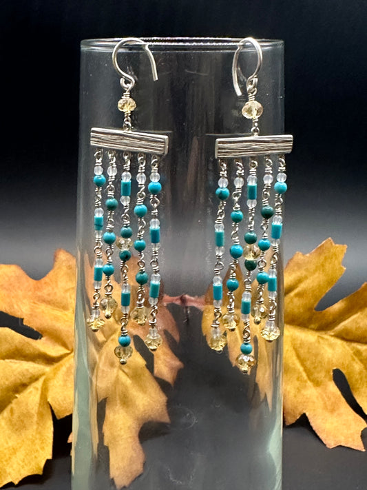 Turquoise and citrine chandelier earrings E-286