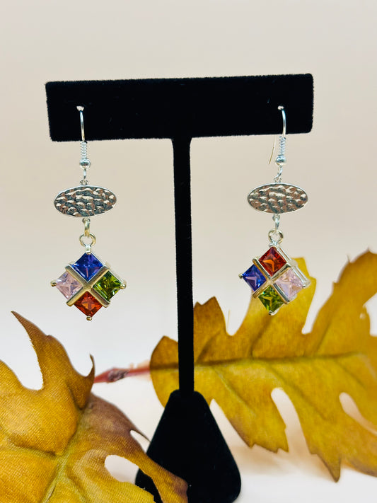 Multi Cz glass with metal earrings