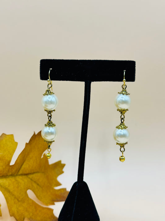 Double pearls earrings E-288