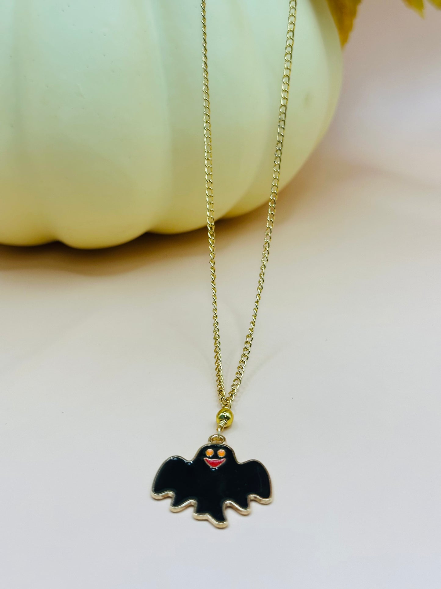 Necklace enamel black ghost NHN-03