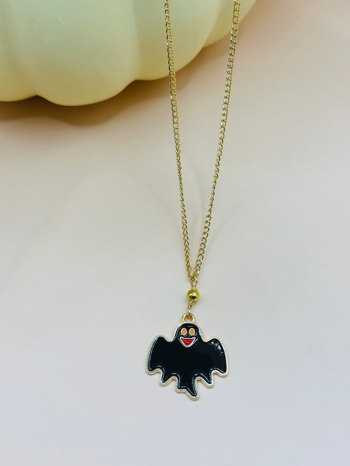 Necklace enamel black ghost NHN-03