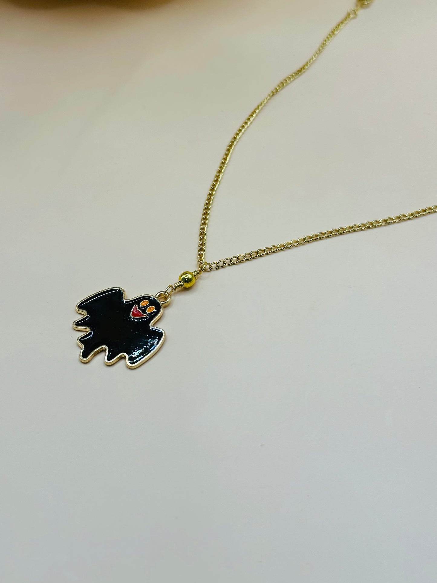 Necklace enamel black ghost NHN-03