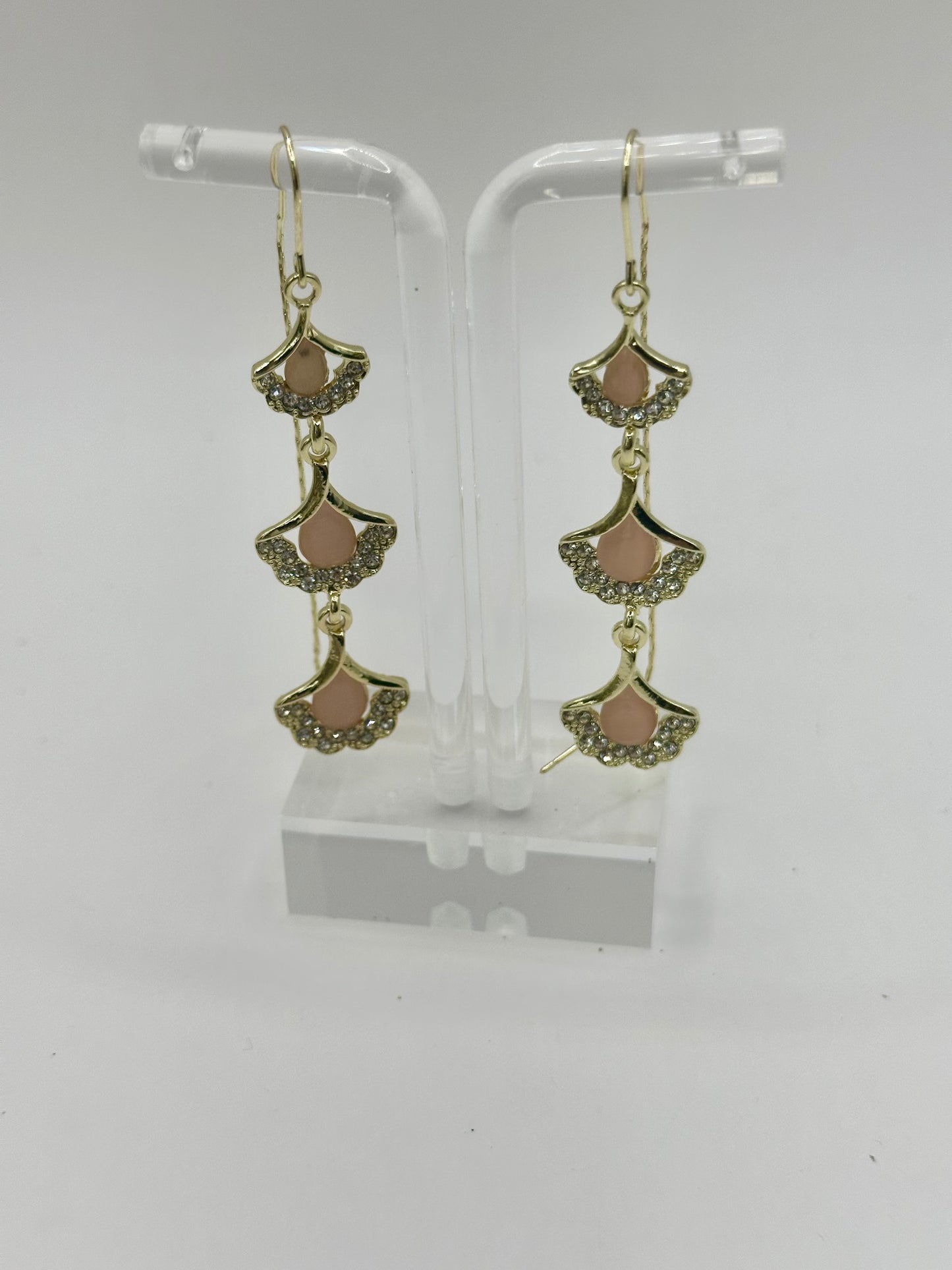 Earrings .925 multi level pink tiger eye flowers E-299